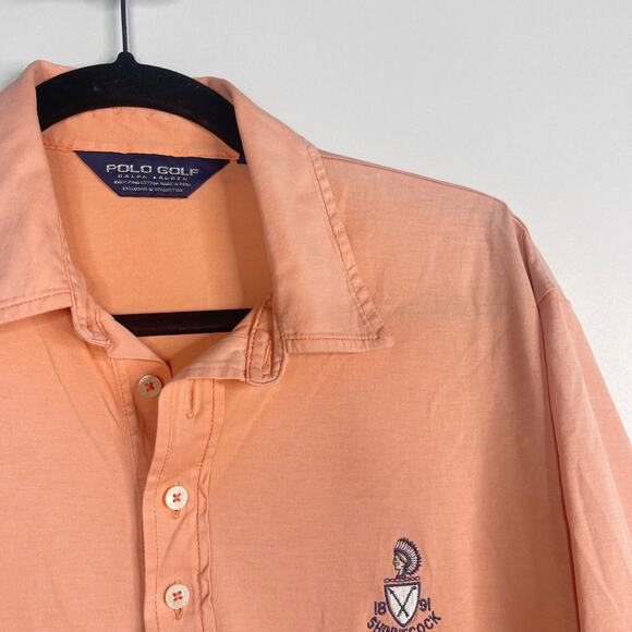 Polo Ralph Lauren Golf Mens M Coral Orange Shinnecock Short Sleeve Pima Polo - Picture 7 of 9